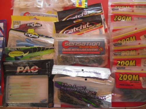 25 PACKETS OF SOFT LURES. FOR BASS AND DROP SHOT FISHING.